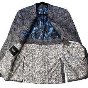 Maceoo Blazer Descartes Blue Mens 42/4 size L Navy Damask Jacquard unstructured